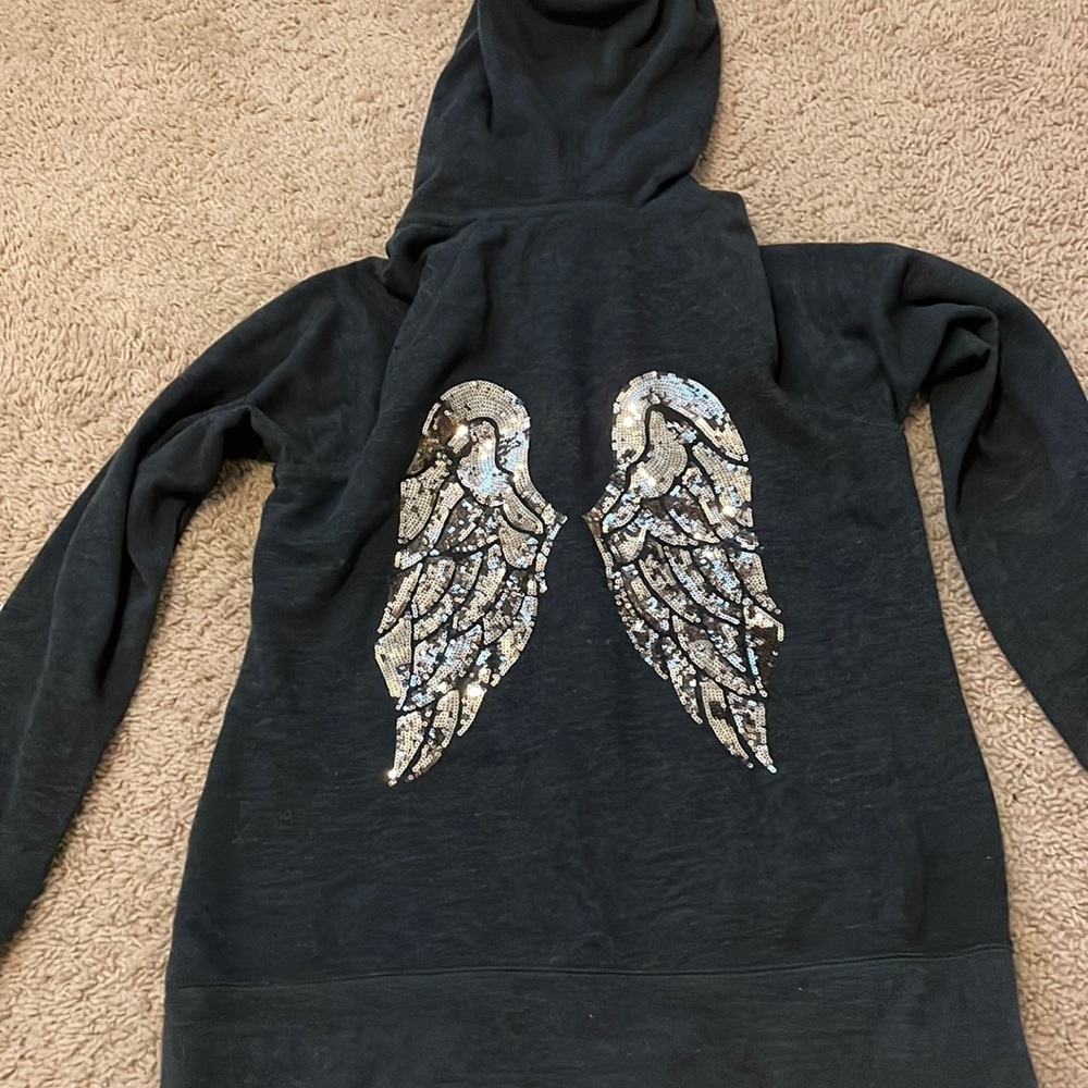 Light weight dark grey Victoria Secret angel wings hoodie